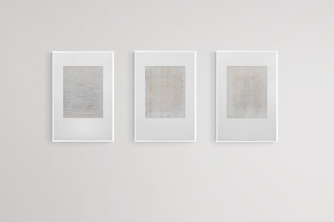 An Unfinished Poem, Triptych, Ink on paper, ​48 x 33 cm each ​2022 by Ayessha Quraishi